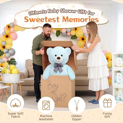 Vista 119 de MorisMos Oso de peluche gigante, oso de peluche grande para novias, niñas, para Navidad, día de San Valentín, cumpleaños (gris claro, 47 pulgadas)