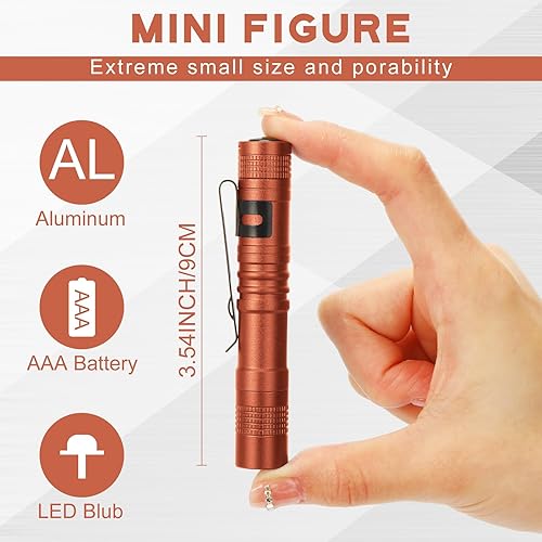 Miniatura 2 de Hortsun 20 mini linternas de bolsillo con clip, pequeñas linternas LED de mano delgadas para regalo de Navidad sin batería, 3.54 pulgadas