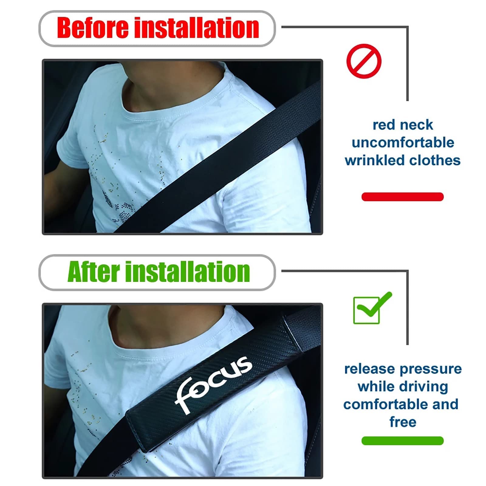 EAGLEG 2 Pezzi Imbottiture per Cintura Sicurezza Auto per FO-rd Focus