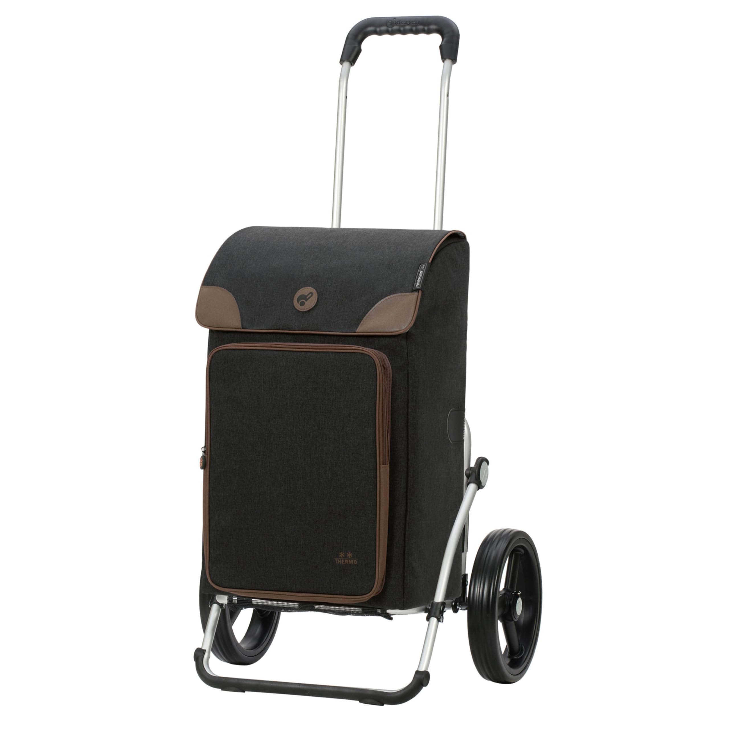 ANDERSEN Royal Shopper Holk wózek na zakupy, czarny, 45 l, duży, termiczny, uniwersalny, aluminium, składany, ciche koła