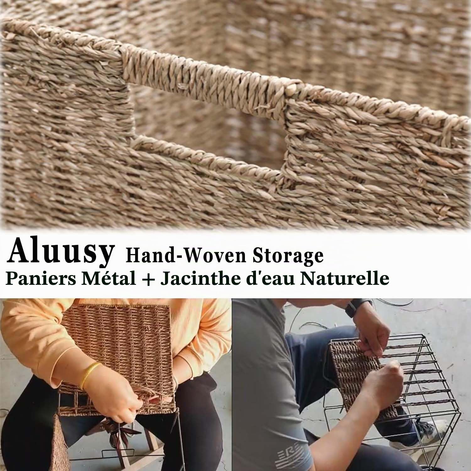 Panier de Rangement, Lot de 2 Panier d'étagère Kallax, Panier Tressé Pliable en Jonc de Mer, Grand Panier pour Vêtements, Jouets -Couleur Naturelle 30x30x30cm