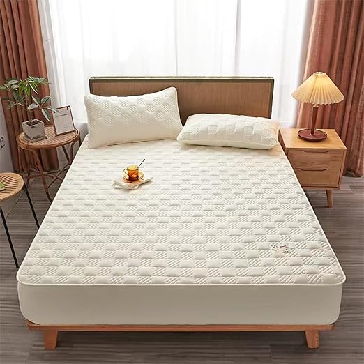 JIANINGHOME Quilted Bed Sheet 200 x 220 cm, Fitted Sheets, Cotton Bed