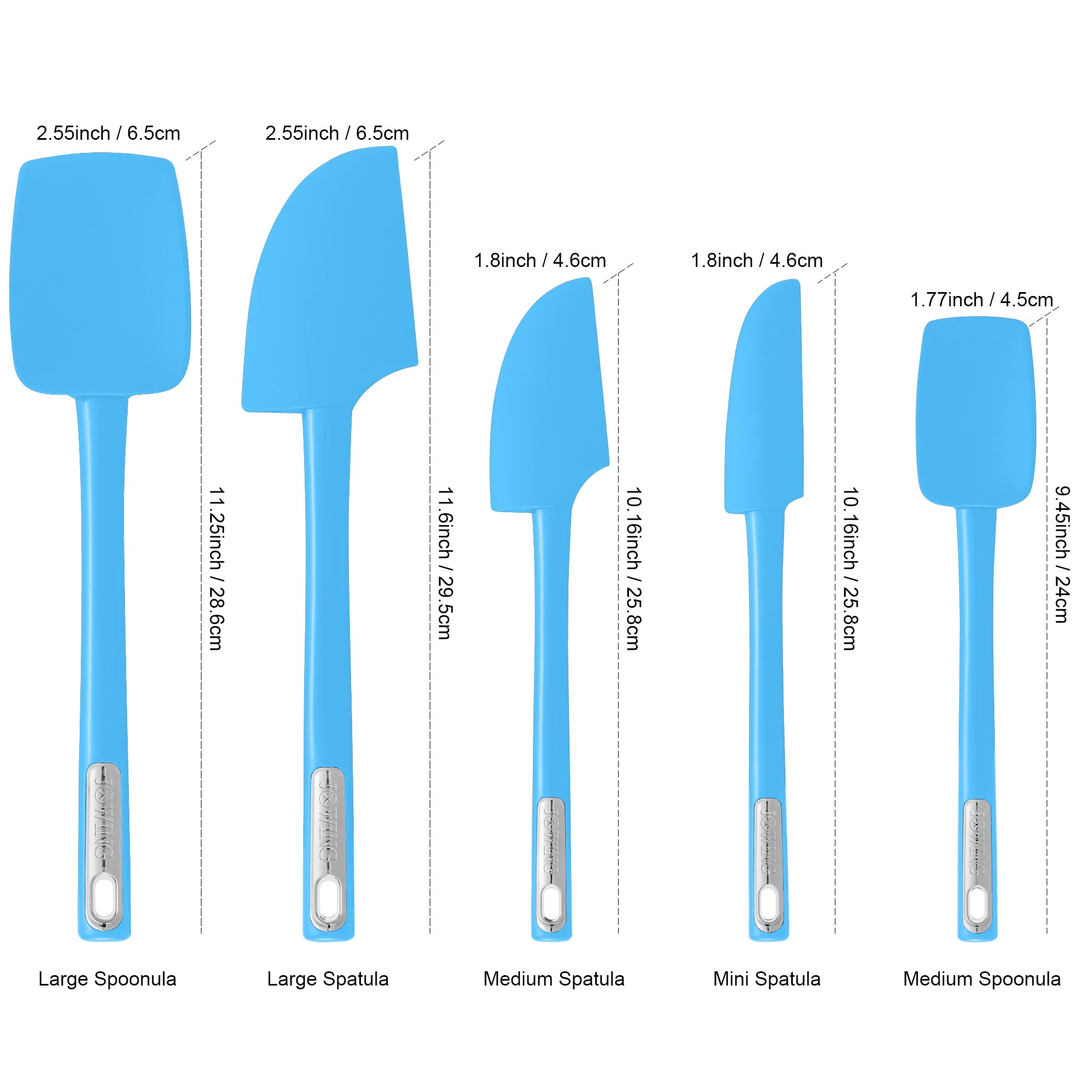 Premium Silikon Spatel Set, flexibel, hitzebeständig, rutschfester Griff, Backen, Kochen, Gummi, Blau