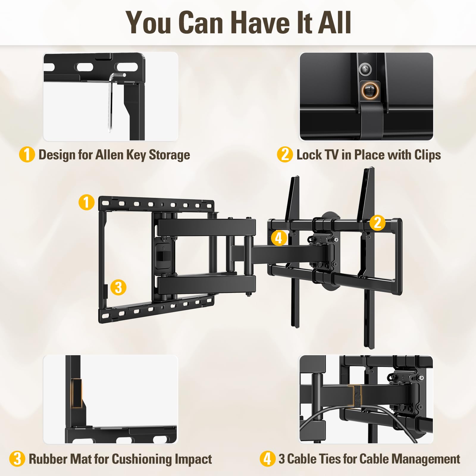 Mounting Dream Full Motion TV Wall Mount for 42-90 Inch TV up to 154lbs — Amazon image 8