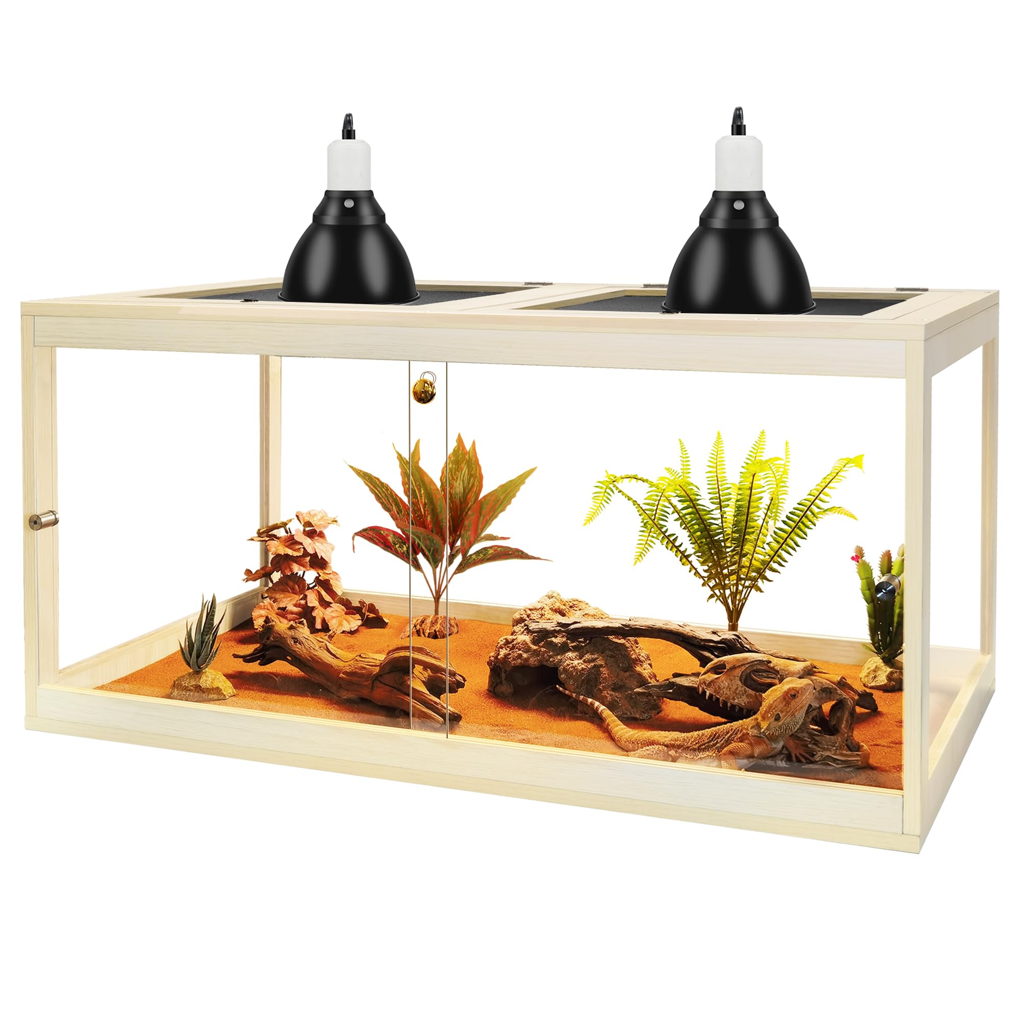 Prolee 34 Gallon Reptile Terrarium Tank 32 Inch Lizard Tank Bearded Dragon Tank with Metal Mesh Roof Door, Snake Tank with Lock Design, 32" Length