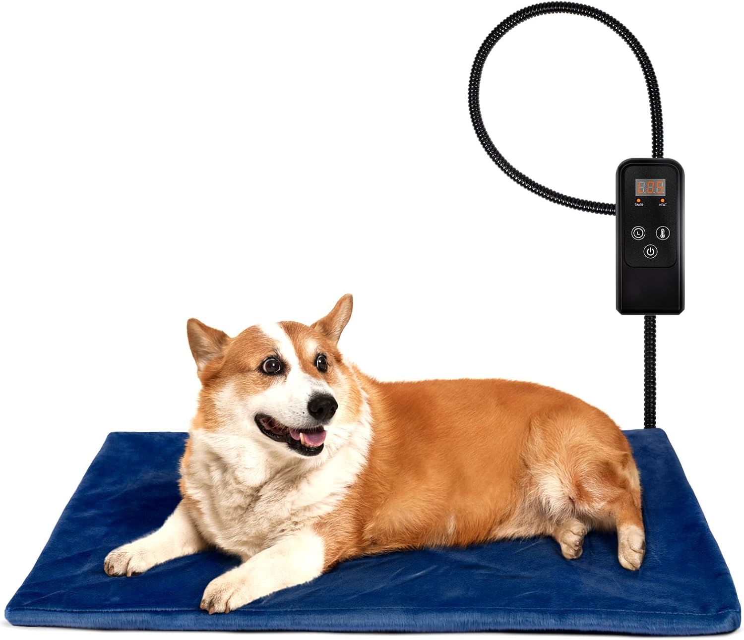 Niubya Pet Heating Pad for Dogs and Cats, Adjustable Temperature and Waterproof Pet Heated Mat with Timer, Electric Heating Pet Bed with Chew Resistant Cord and Soft Washable Cover, 30" x 18"