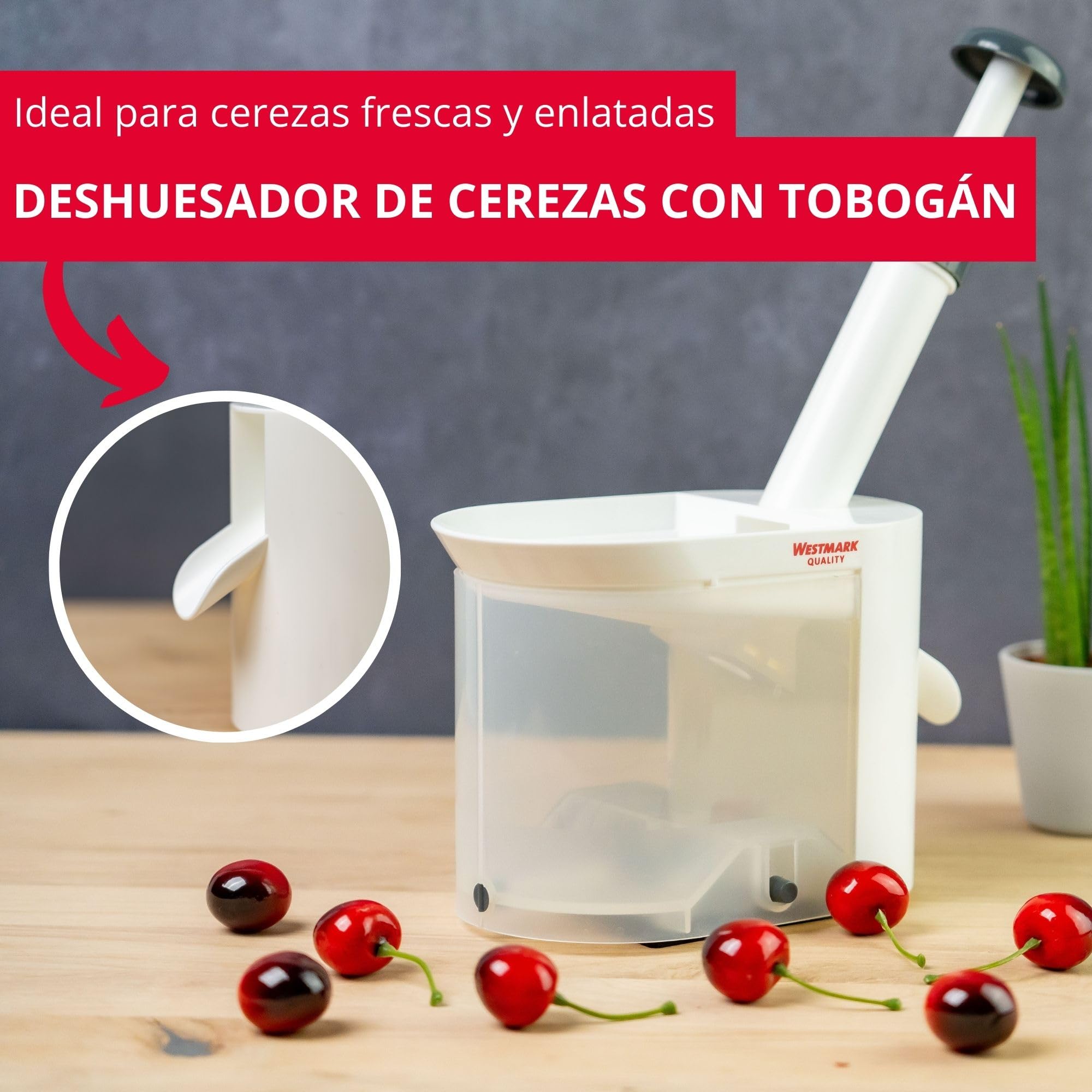 Westmark Deshuesador de cerezas 22 cm Plástico acero inoxidable Blanco antracita