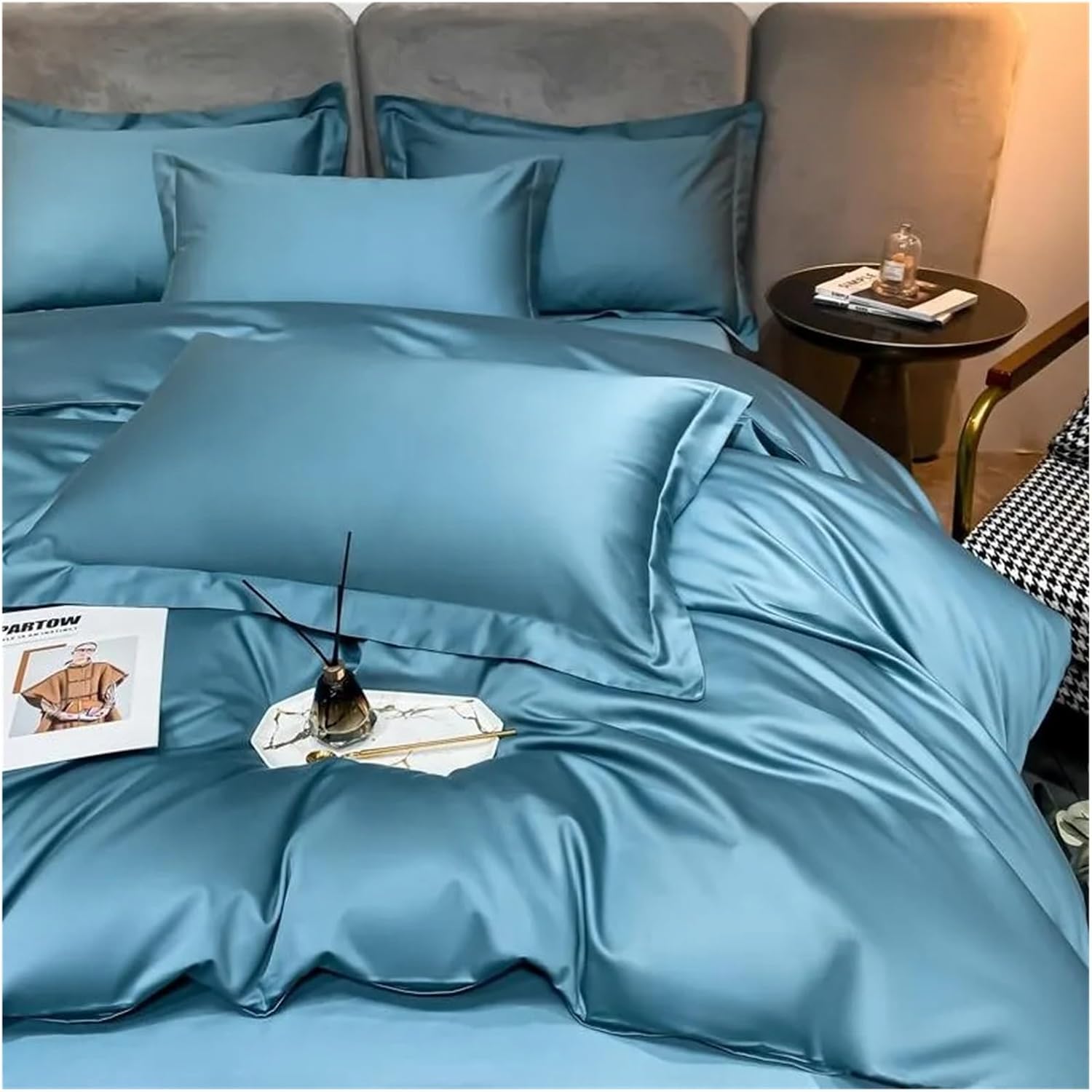 1000TC Long Staple Cotton Premium Bedding Set Luxury Quality Soft Super King Family Size Plain Duvet Cover Bed Sheet Pillowcases,Bed
