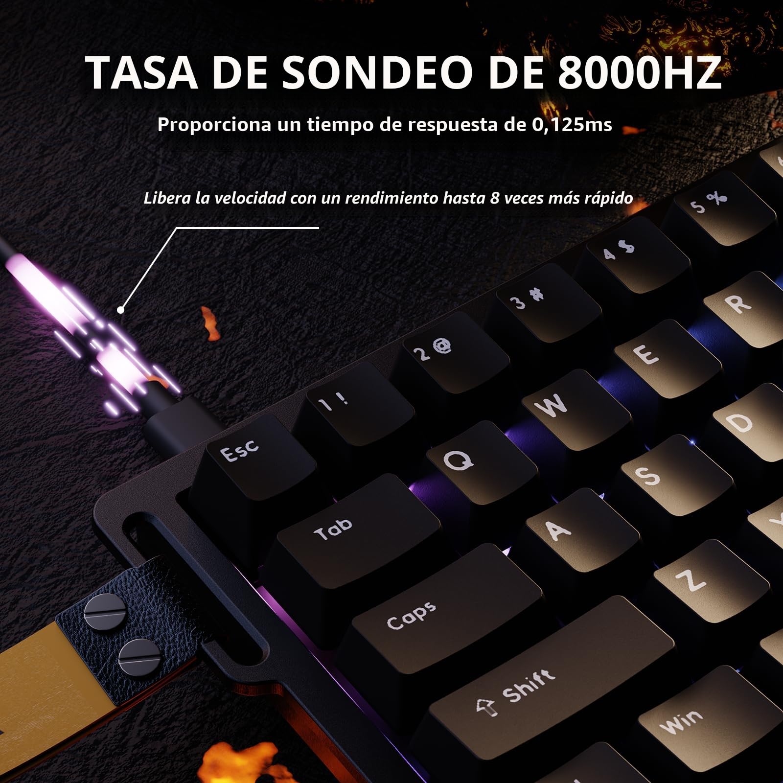 ATTACK SHARK X68 HE Teclado 8000Hz Rapid Trigger, Teclado Gaming RGB con Interruptor Magnético de 60%, Precisión RT de 0,01 mm, Actuación Ajustable, Snap Tap, para PC/Mac, Negroa