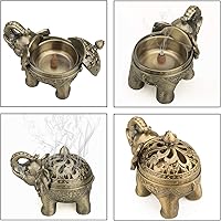 Vista 6 de K COOL Soporte de metal para incienso de reflujo, bobina de cono de elefante, quemador de incienso con tapa, adorno de aromaterapia, decoración