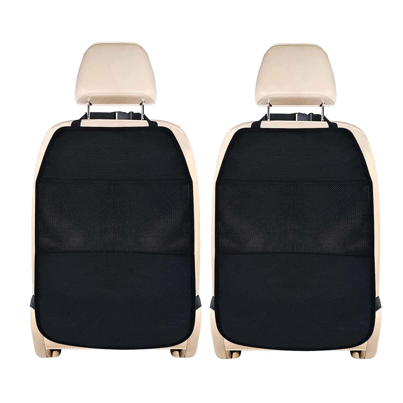for Benz Classe C Coupé W205 C205 2 Portes 2015–2021 C180 C200 C300 C350 C43 C63 Car Seat Back Protectors Waterproof Kick Mats with Storage Mesh Pockets Heavy Duty Oxford Cloth Backrest Covers