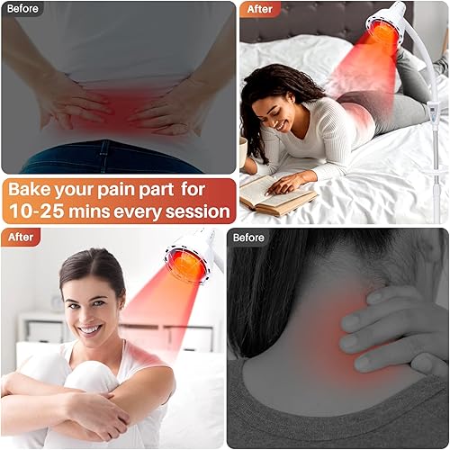 Miniatura 4 de Terapia de luz infrarroja infrarroja 275W lámpara de terapia infrarroja para cuerpo o dispositivo de terapia de dolor con temporizador y soporte de