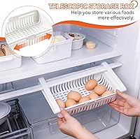 Vista 2 de Cyrank Organizador de cajones para refrigerador, cajón ajustable para refrigerador, caja de almacenamiento retráctil para refrigerador, estante
