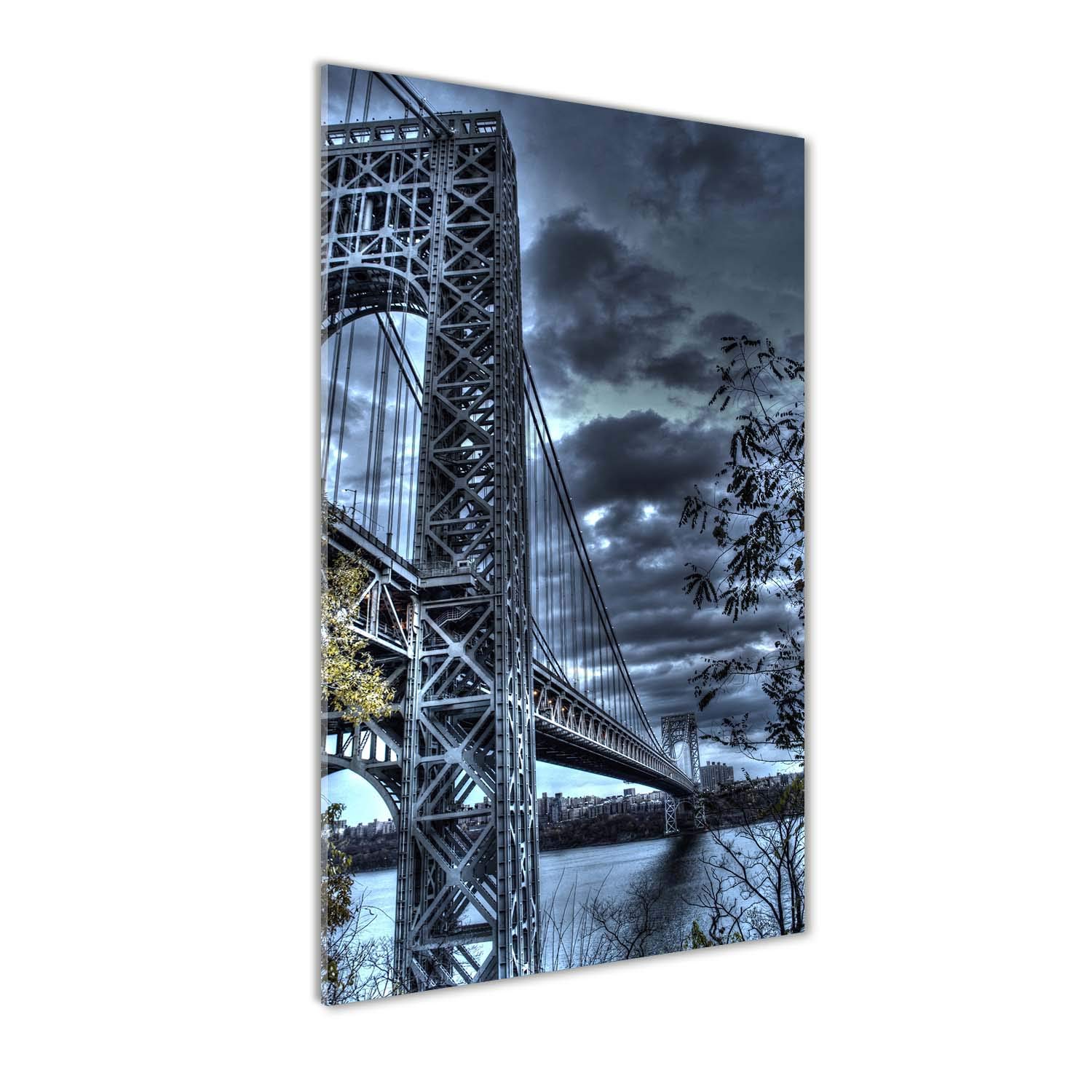 Image sur verre panoramique 60x120 architecture Le Pont de New York gris