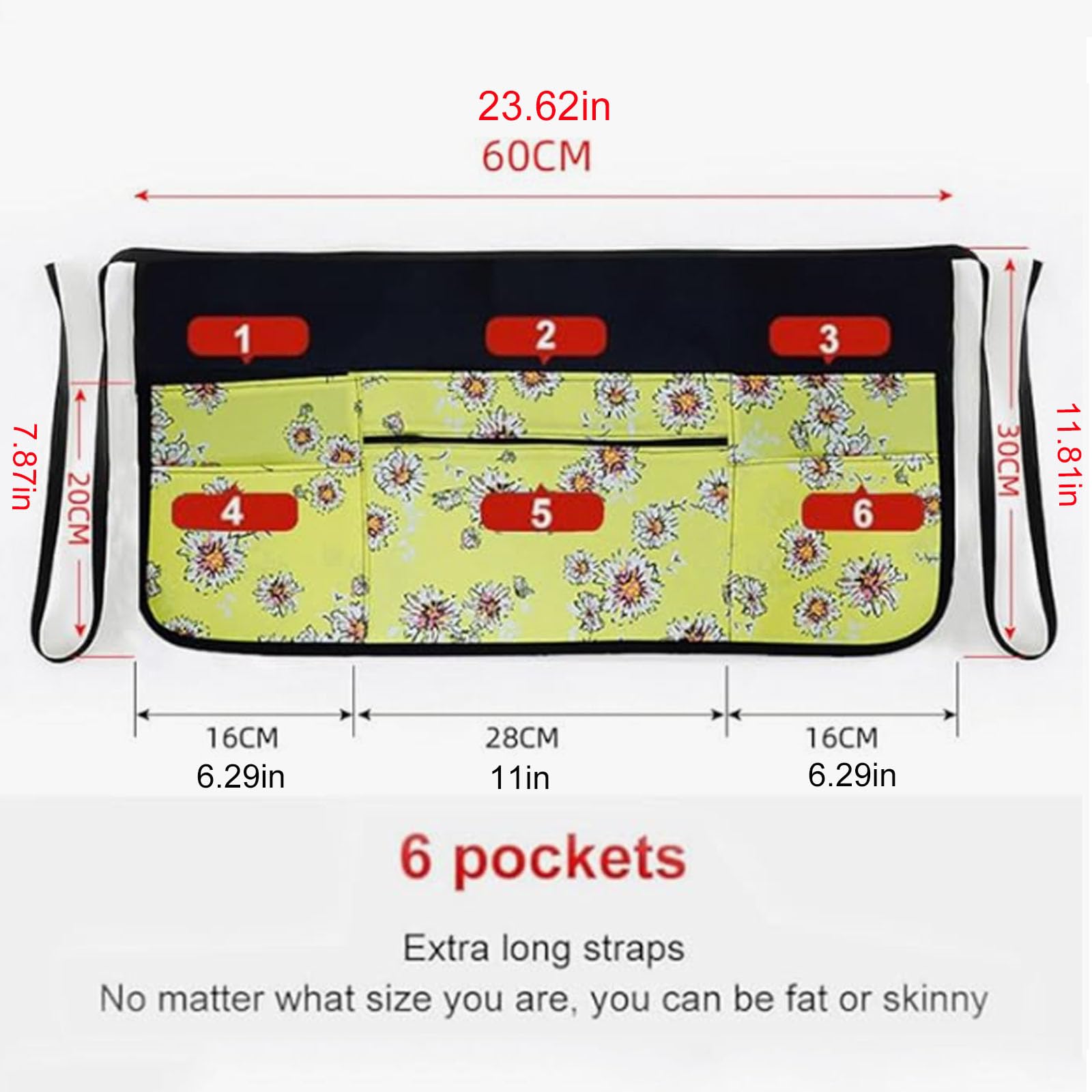 Oaygat Waist Waiter Waitress Half Apron 23 * 11 In Adjustable Pinny Florist Gardening and Cooking Apron Waterproof Tabard for Women With Pockets Universal Kitchen Work Baking Tabard With Long Strap - Image 4