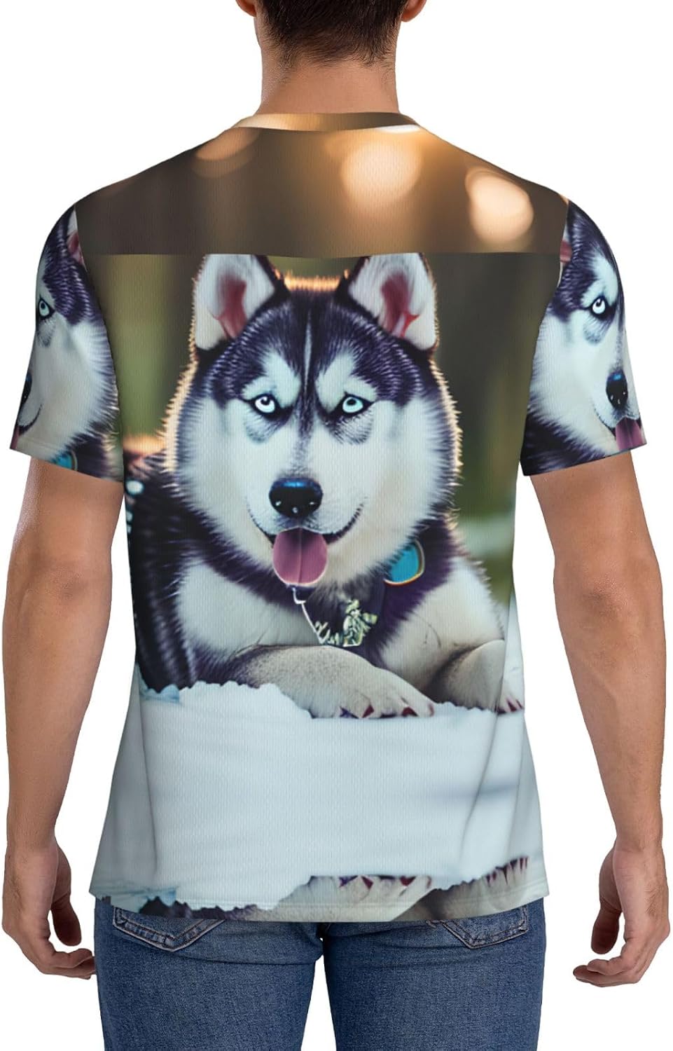 Husky Dog Rugby Football Jersey for Men, Comfortable V-Neck Loose Fit Top for Team Sports Athletics