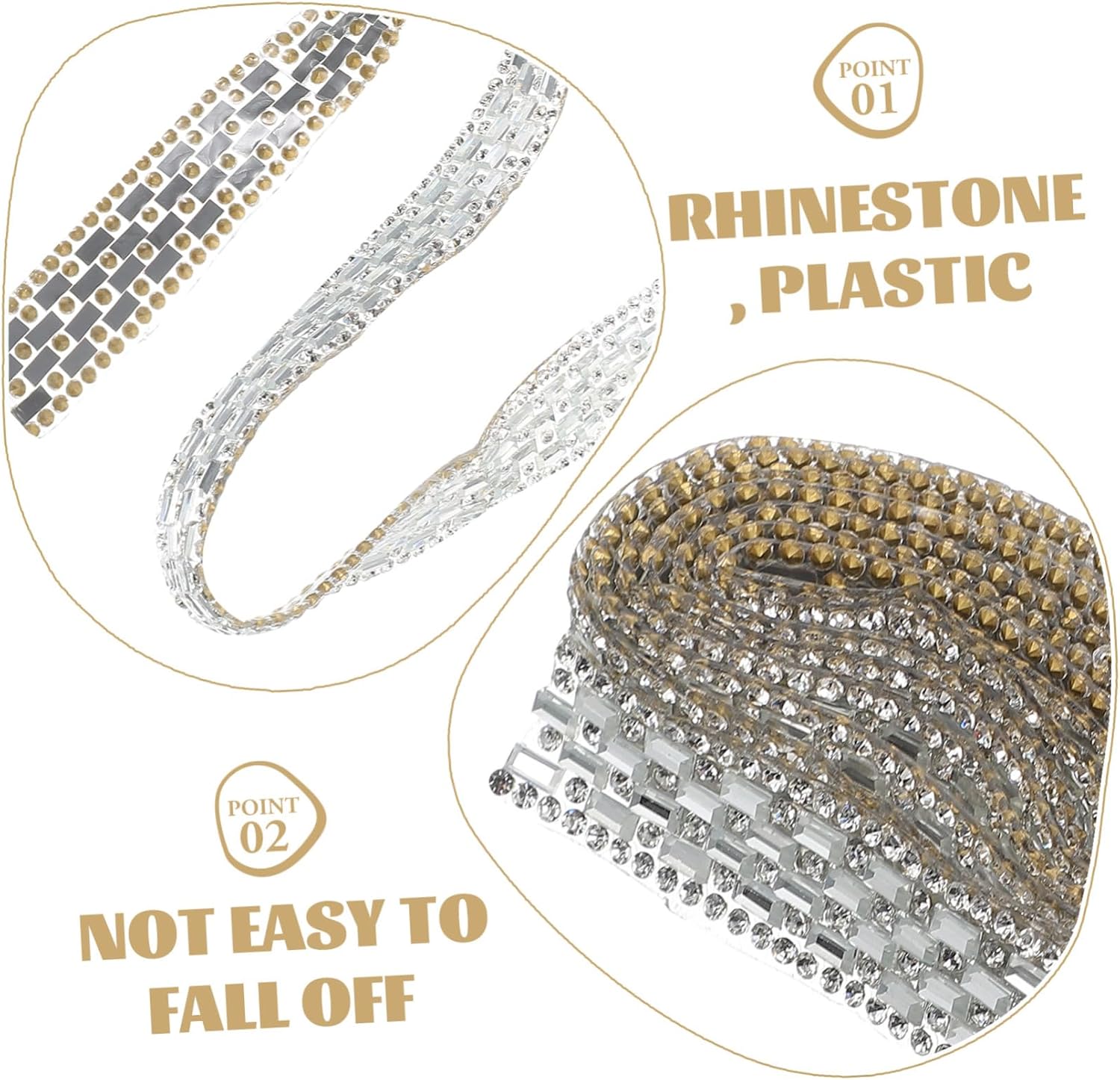 DIY Rhinestone Strips Iron Decor Rhinestone Ribbon for Crafts Adhesive Backing Belts Decorative Packing Ribbons