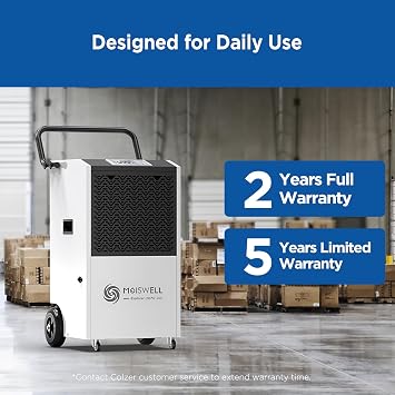 80L Commercial Dehumidifier with Pump, 350m³ Coverage Industrial Use Portable Dehumidifier with Wheels, Fit for Water Damage Restoration, Basement, Garage