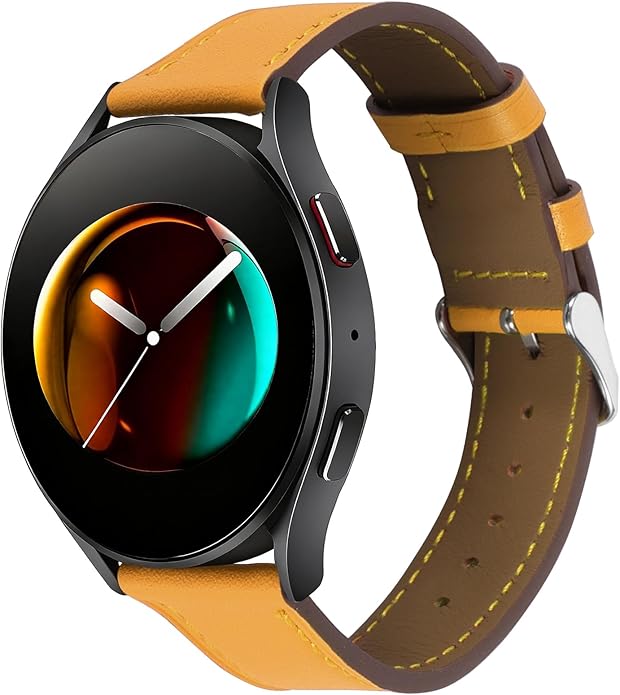 Italy Genuine Leather Watch Bands Men Women Compatible with Samsung Galaxy Watch Band, 20mm 22mm Lugs Watch Straps, Quick Release Wear-resistant Sweat-Resistant Smartwatch Replacement Strap