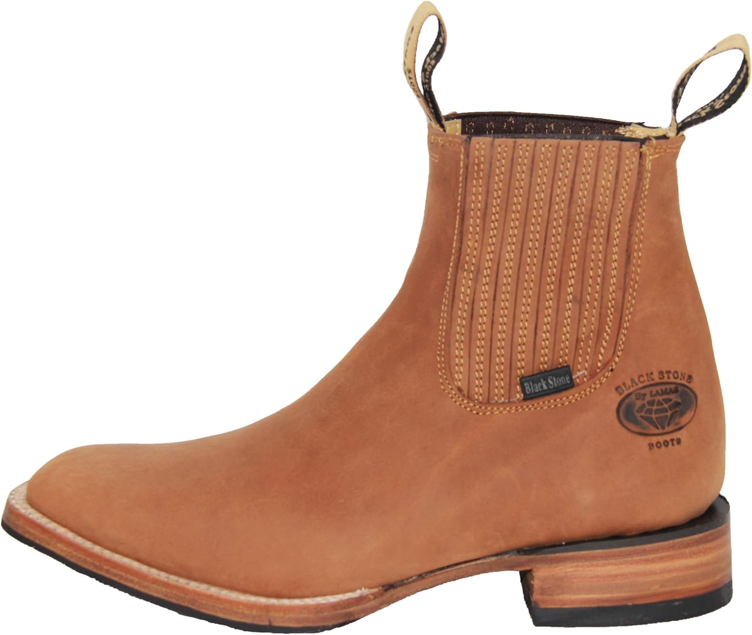 The Western Shops Men’s Short Ankle Square Toe Genuine Leather Cowboy Boot