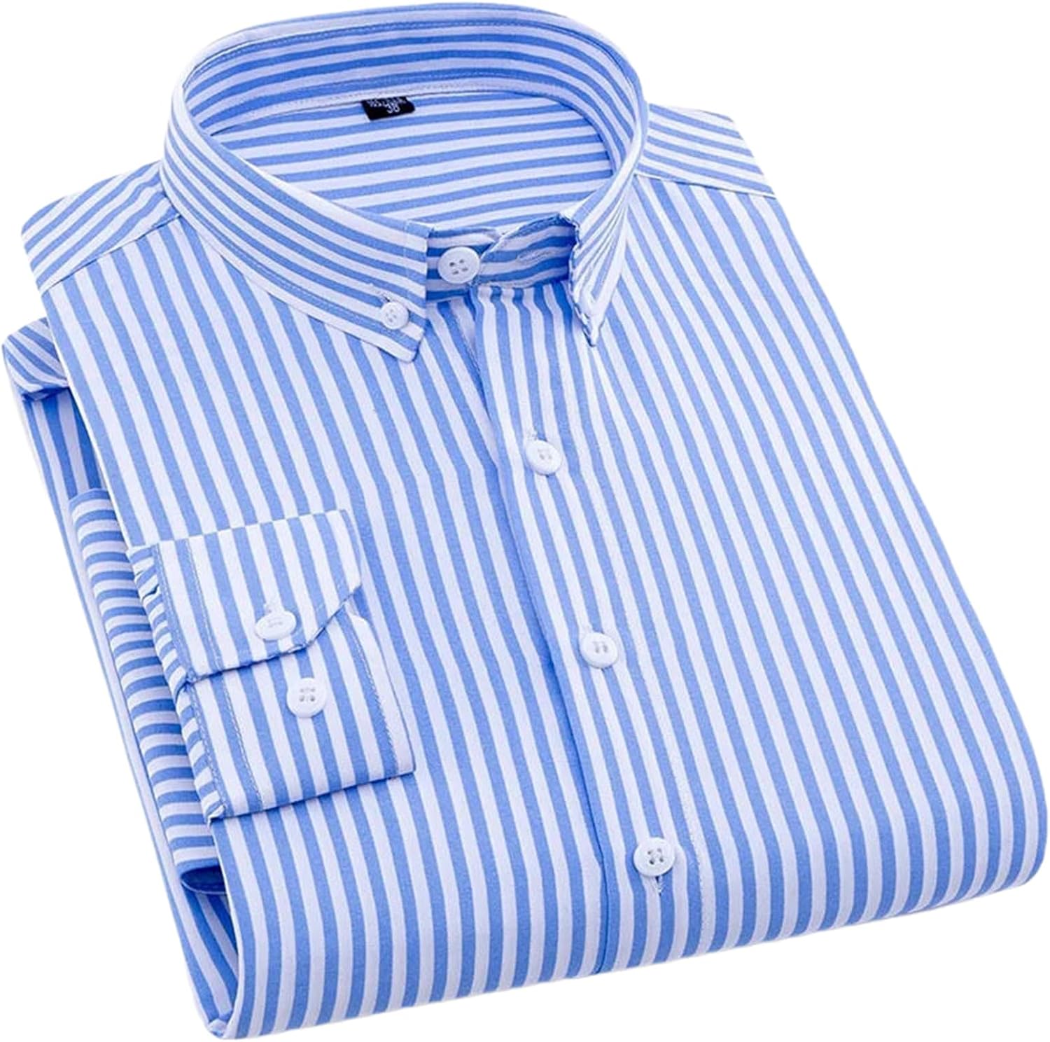 Men's Formal Shirts Long Sleeve Office Striped Business Male Social Plaid Work Shirt Tops
