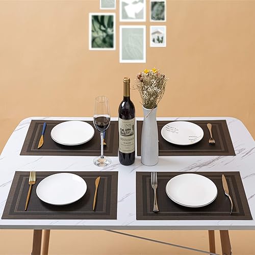 Miniatura 3 de Juego de 4 manteles individuales para mesa de comedor de PVC, antideslizante, lavable, resistente al calor, para decoración de casa de campo,