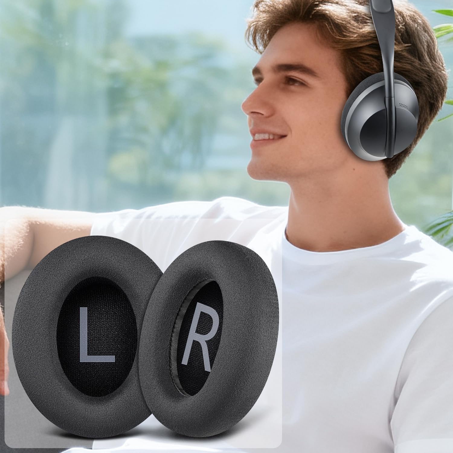 SOULWIT Micro Suede Replacement Earpads for Bose 700 (NC700) Wireless Headphones, Ear Pads Cushions with High-Density Noise Cancelling Foam, Added Thickness - Black - Image 7