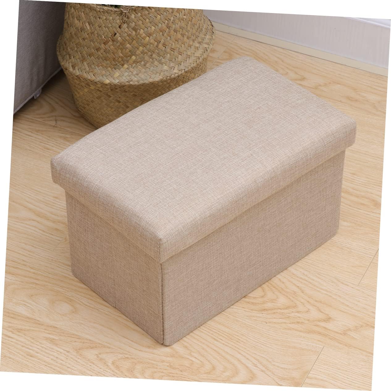 Sturdy Box Storage for Bedroom Living Room Toy Book Storage Folding Bench Foot Rest