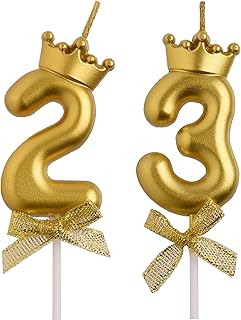 23rd 32nd Birthday Candles, Gold 32 23 Year Old Cake Topper Number Birthday Candles, Happy Birthday Party Decorations Gifts for Women Men