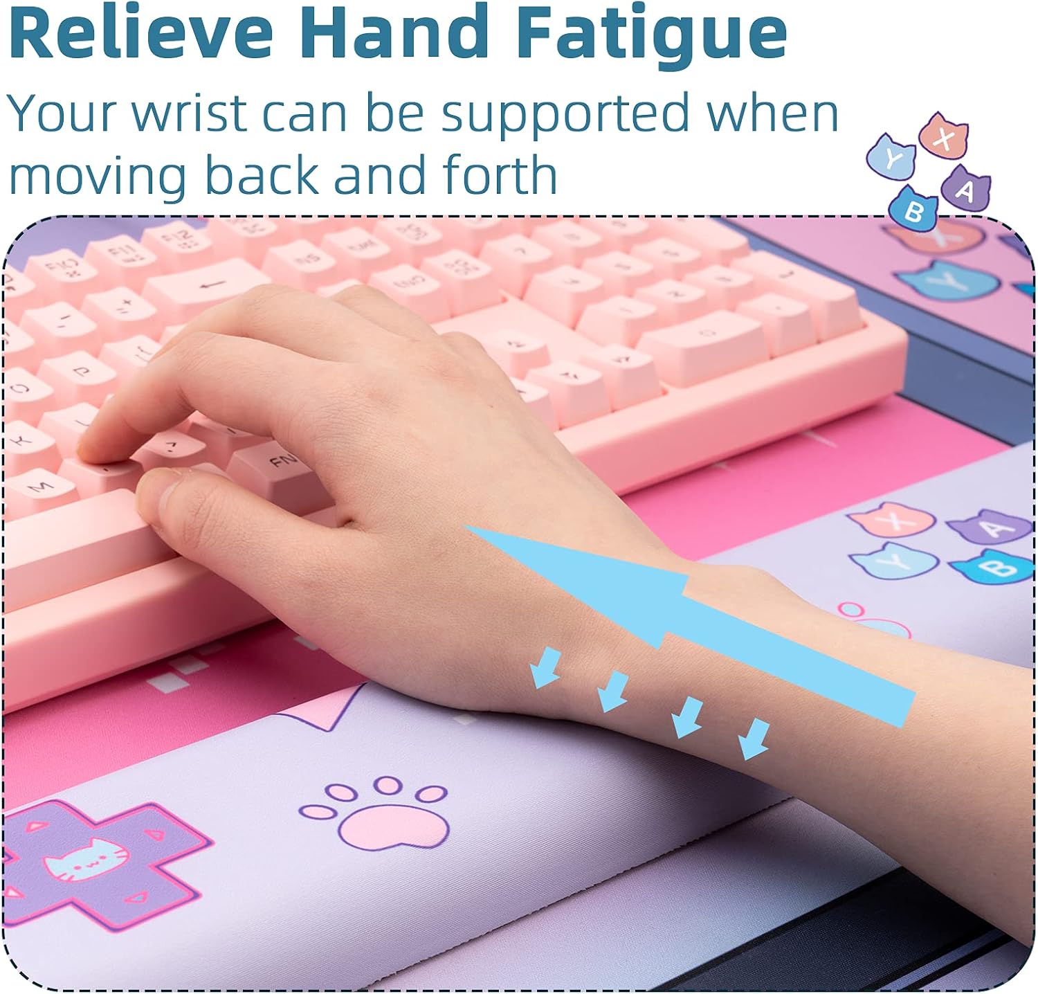 GeekShare Cute Wrist Rest Support Mouse Pad Set- Non-Slip Rubber Base and Lightweight Memory Foam Wrist Rest for Keyboard and Mouse, Perfect for Gaming,or Home Office Work(Mousepad & Wrist Rest)