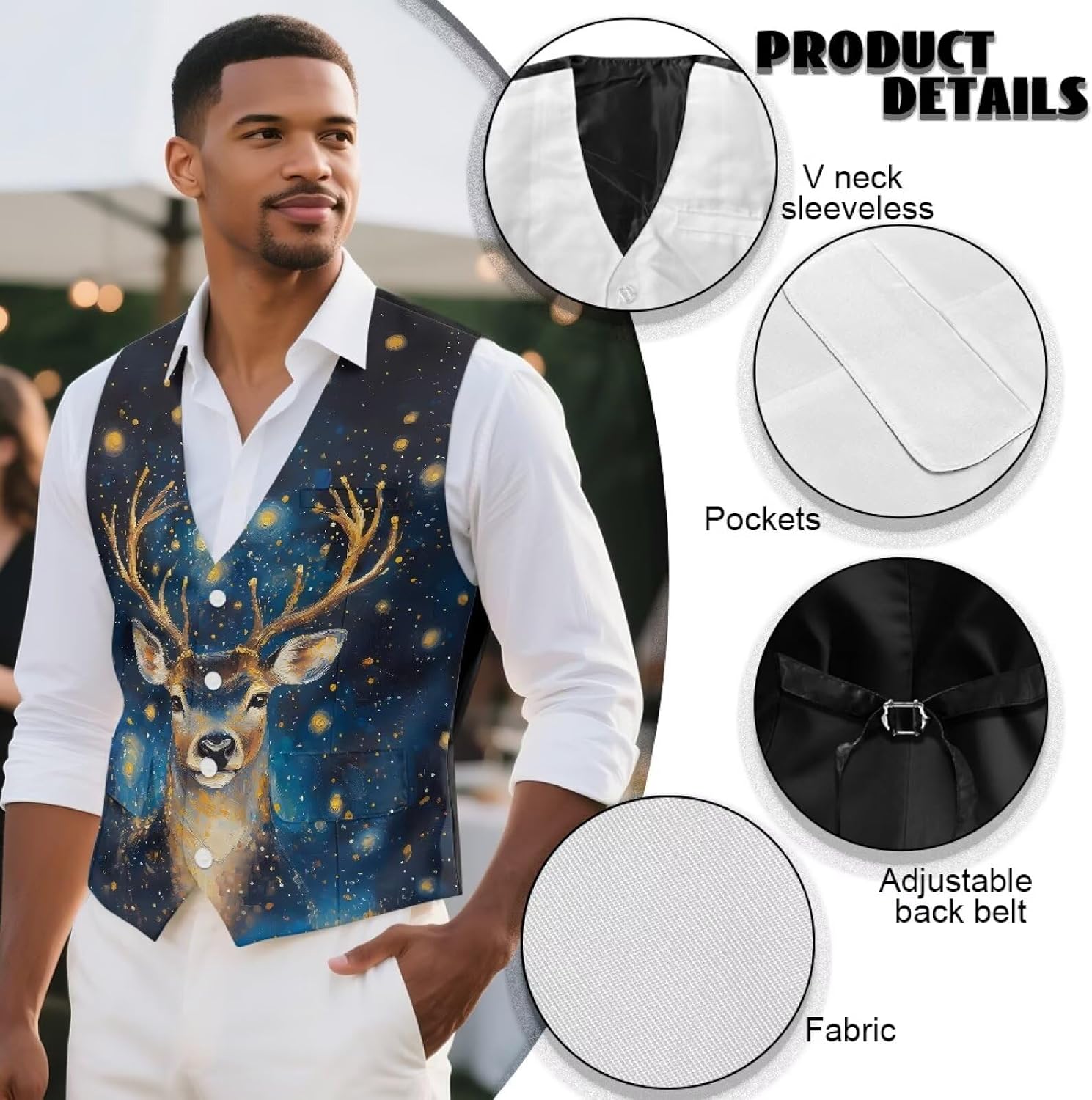 Men's Suit Vest Slim Fit Business Vests Formal Dress Lightweight Waistcoat Vest for Suit or Tuxedo with Pockets