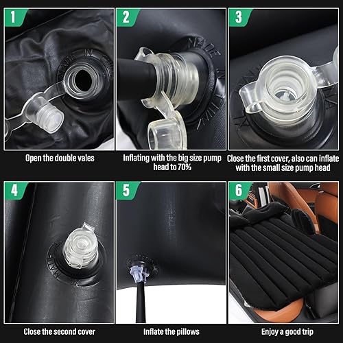 Miniatura 7 de NovelBee Colchón inflable de aire para automóvil, cama inflable para asiento trasero, colchón inflable de aire para campamento, cama inflable con