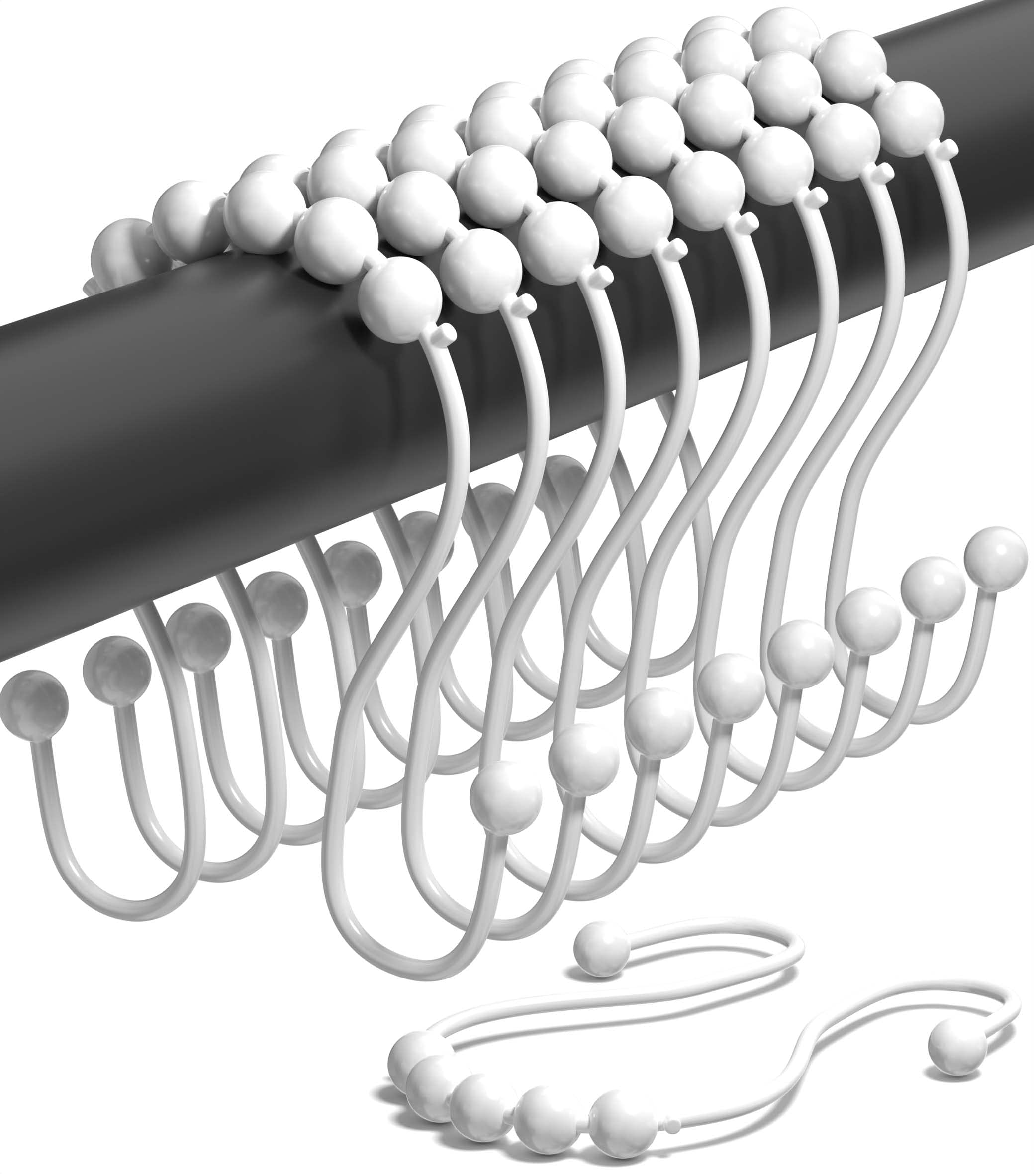 Crochets de rideau de douche antirouille oméga blancs en acier inoxydable lot de 12
