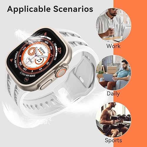 Miniatura 5 de EOMTAM Correa deportiva de silicona transpirable para hombre, compatible con Apple Watch Ultra 2 1, correa de 1.929 in, 1.772 in, 1.732 in, 1.654