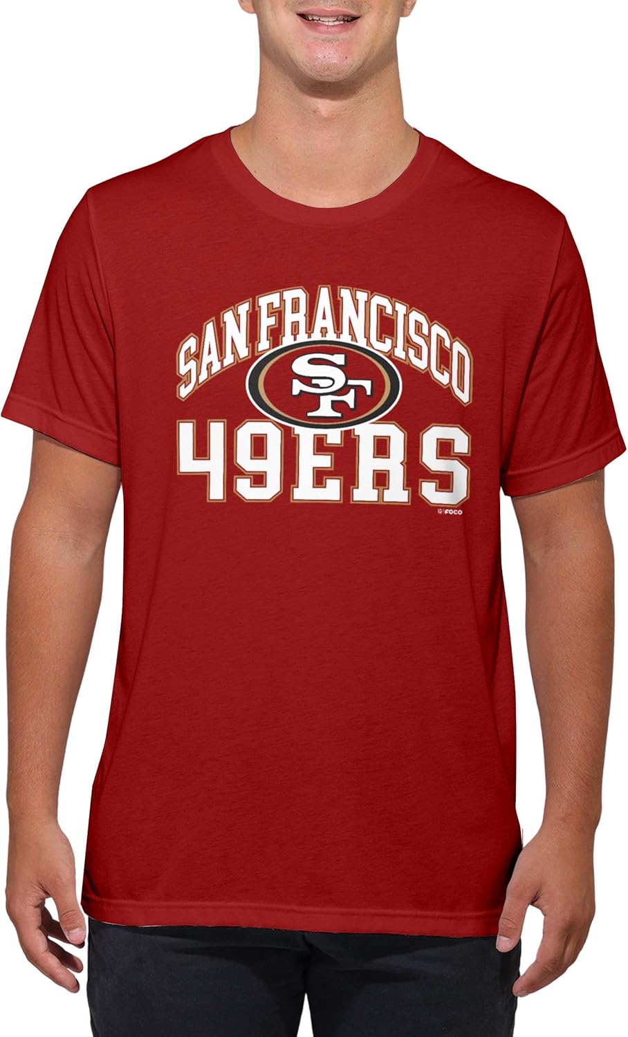 FOCO NFL Unisex Adult Officially Licensed Arched Wordmark Football Short Sleeve Crewneck T-Shirt