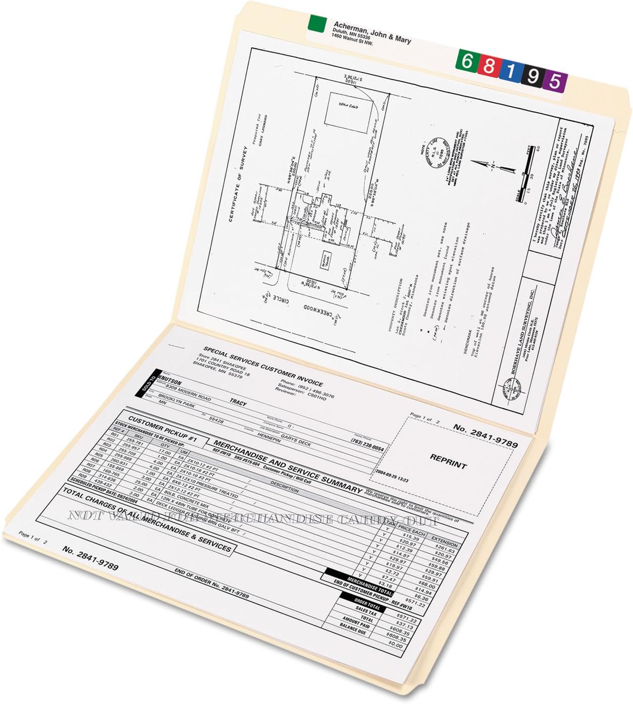 Smead 10310 File Folders Straight Cut Reinforced Top Tab Letter Manila 100/Box