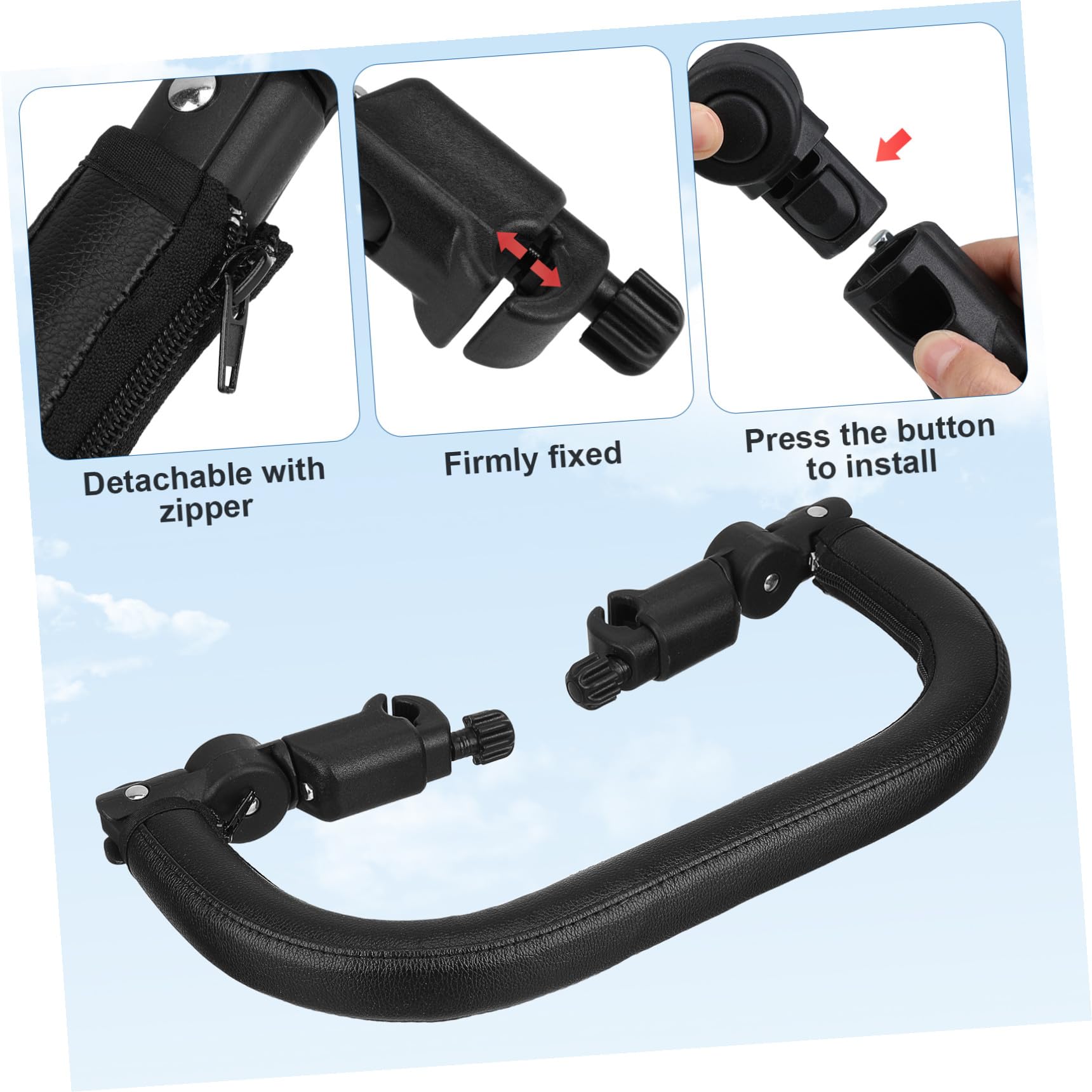Barre de Protection Noir Réglable, Tube 3cm, pour Poussette
