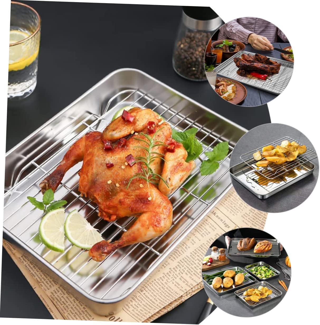 1set Multi-function Baking Tray Cooling Rack for Kitchen and Camping Use Easy to Clean for Baking and Cooking Breaded Dishes