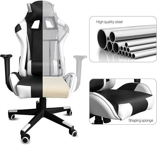 Miniatura 119 de Modern-Depo Black Virgo Zodiac - Silla de juegos con diseño ergonómico, giratorio y reclinable ajustable, capacidad de carga de 330 libras Virgo