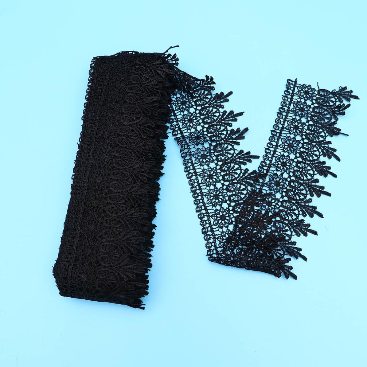 Black Water Soluble Embroidery Lace Trimming Roll 9.5cm Wide 15 Yards