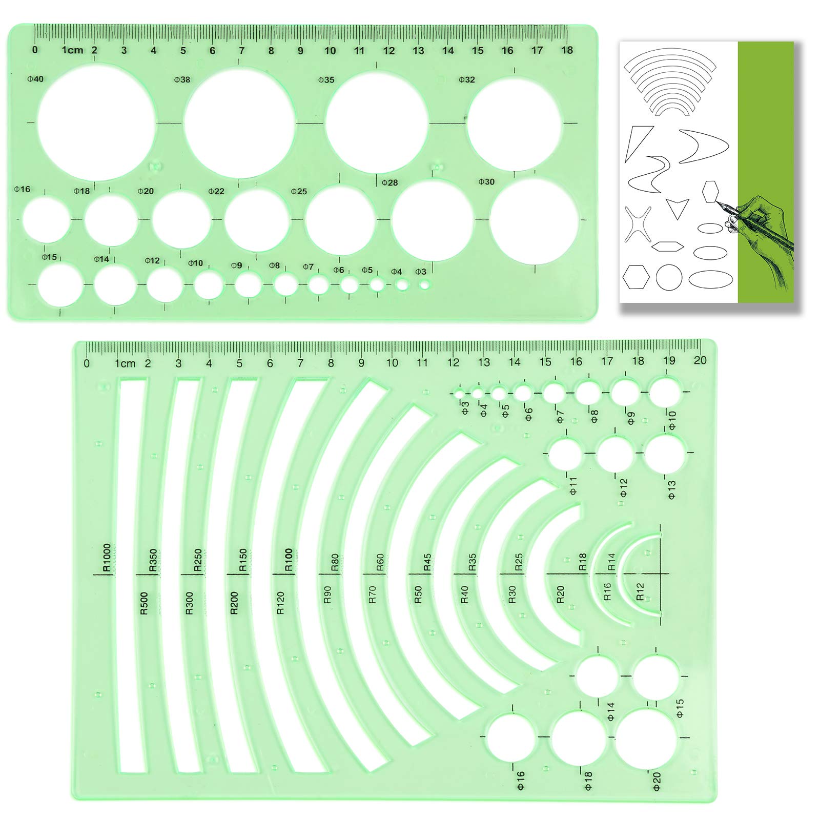 Templates Measuring Geometry Ruler Shape Stencils Drawing Set Plastic Geometric Drawing Painting Stencils Scale Drafting Tools for School and Office, Building Formwork, Drawings Drafting