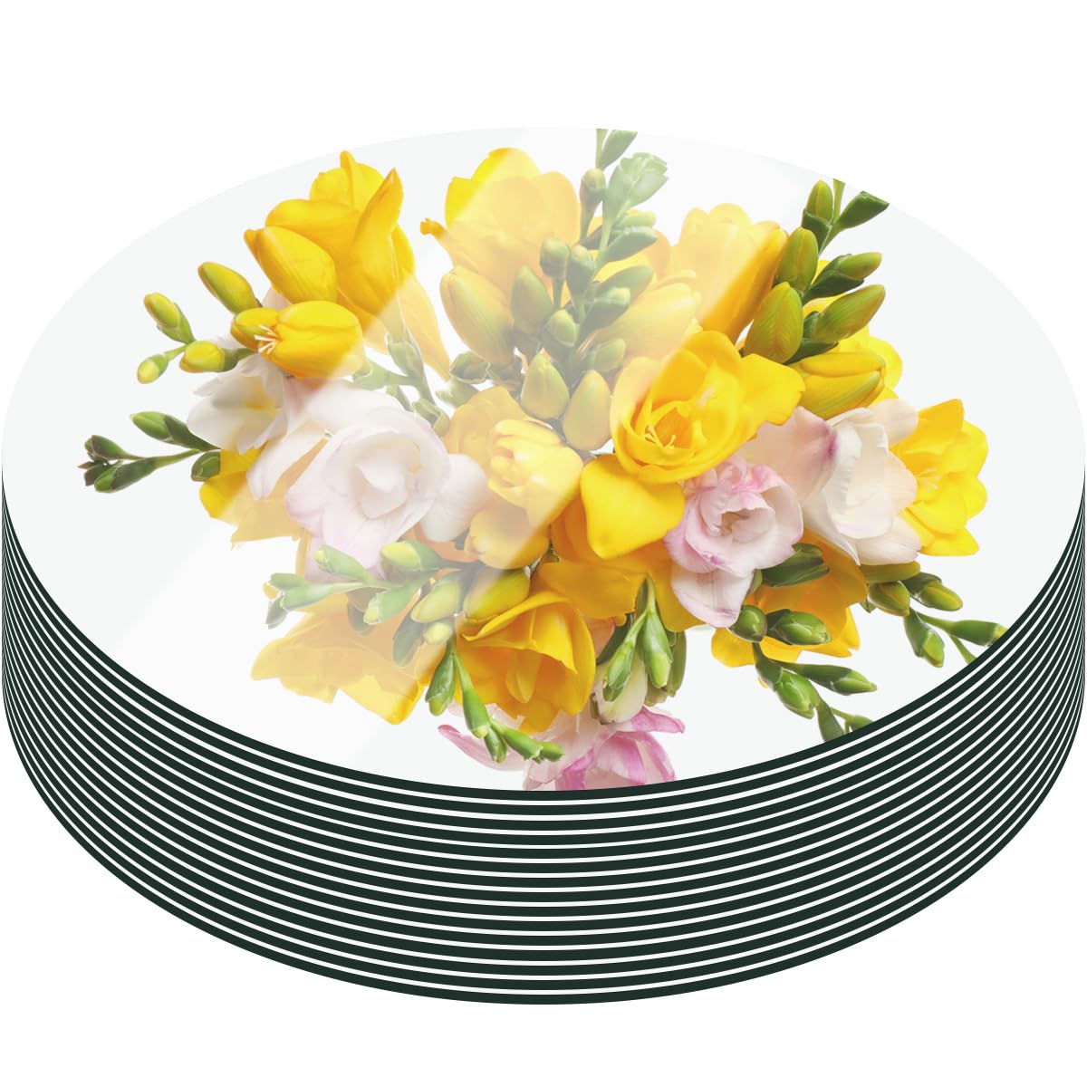 Photo 1 of 15 Pack Acrylic Round Mirror Tiles, No Glass Acrylic Circle Mirror Tray Round Mirrors Centerpieces for Table Mirror Candle Plates for Wedding Wall Home Bedroom Crafts Decor (8inch + 10inch)