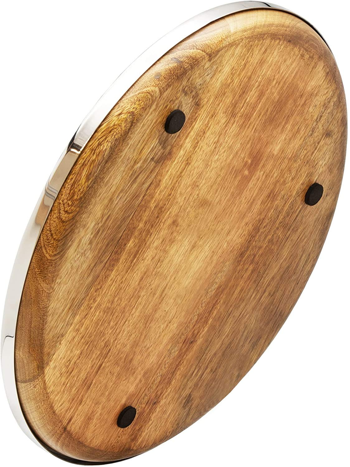 EDZARD vassoio da portata Cincinnati, legno di Mango e acciaio pregiato, diametro 40 cm