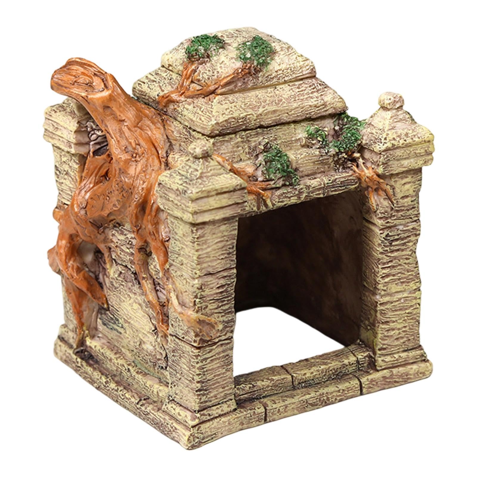 Nascondiglio In Resina Con Aspetto Roccia Per Terrario | design rupestre realistico, rifugio e zona prendisole, decorazione versatile per terrario, adatto a gechi e tartarughe