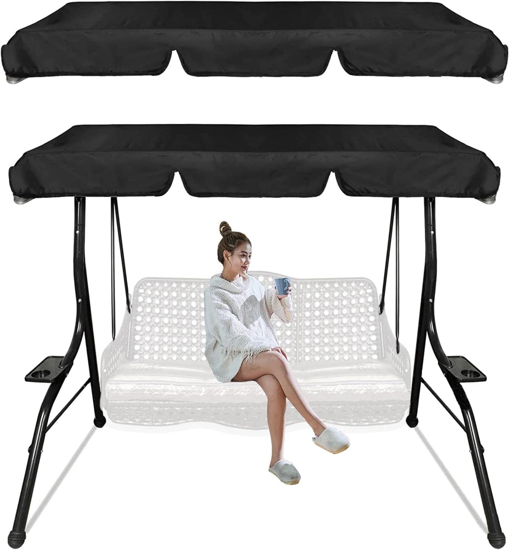 Toile pour balancelle 3 places en tissu Oxford 210D gris imperméable pour toit de jardin