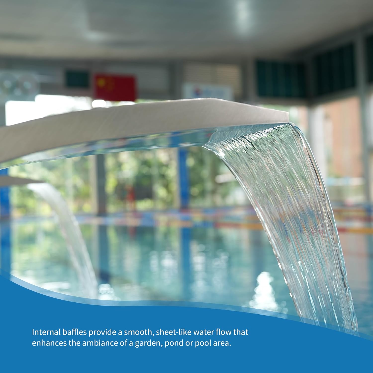 27'' Stainless Steel 304 Garden Cascade Waterfall & Pool Fountain, Silver Spray Water Curtain for Ground Ponds and Outdoor Waterfalls, Sheer Descent Water Feature