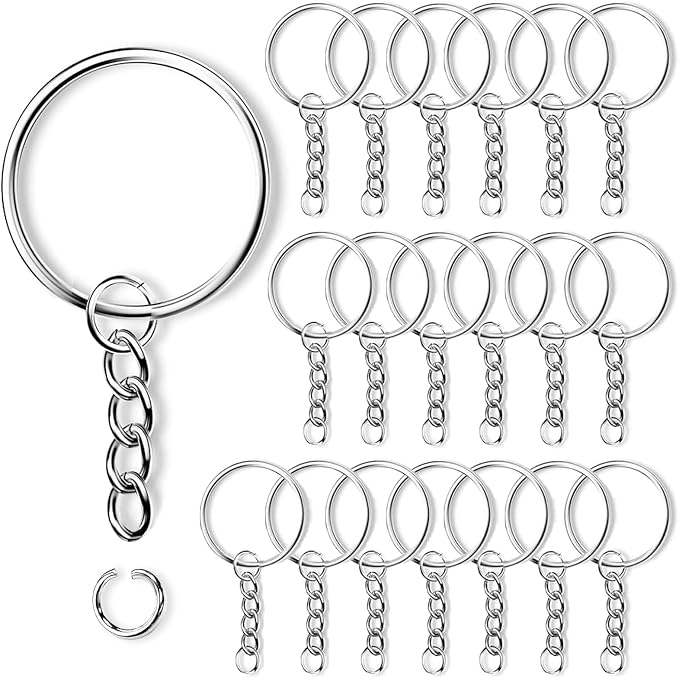 20 PCS 25mm Key Chain Rings Kit,Keyring Blanks Split,Key Ring Hoops ...