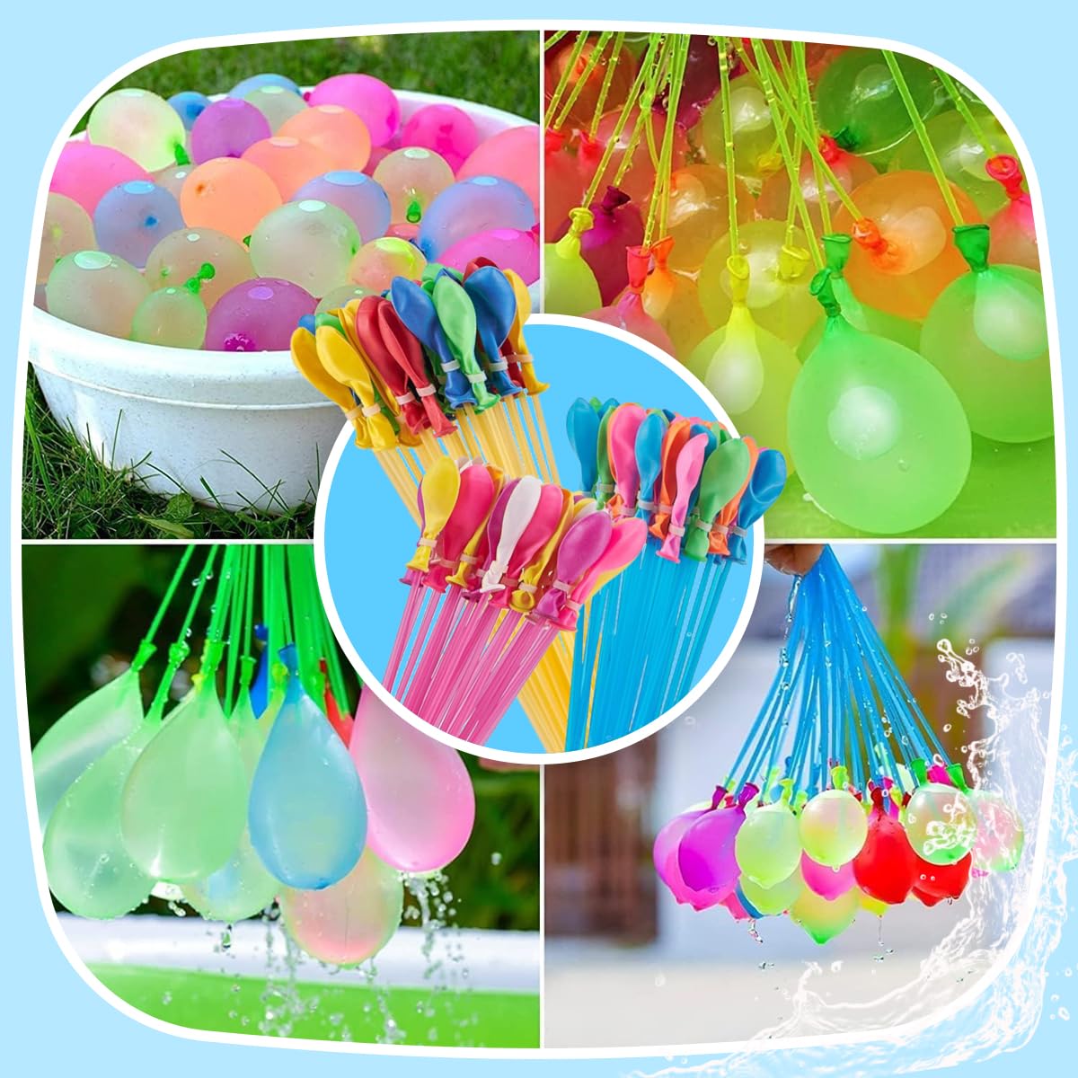 999 Ballons d'Eau à Remplissage Rapide en 60s avec 2 Connecteurs, Bombe a Eau Autoscellante pour Jeu de Plein Air, Fête dans le Jardin et Activités d'Été pour Enfants et Adultes