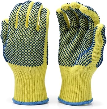 G & F Products Kevlar Cut Resistant Work Gloves, ANSI Rated, Heavy Duty Safety Gloves with PVC Grip, Slash & Puncture Protection for Glass Handling, Metalworking, Construction, Mechanics, Medium