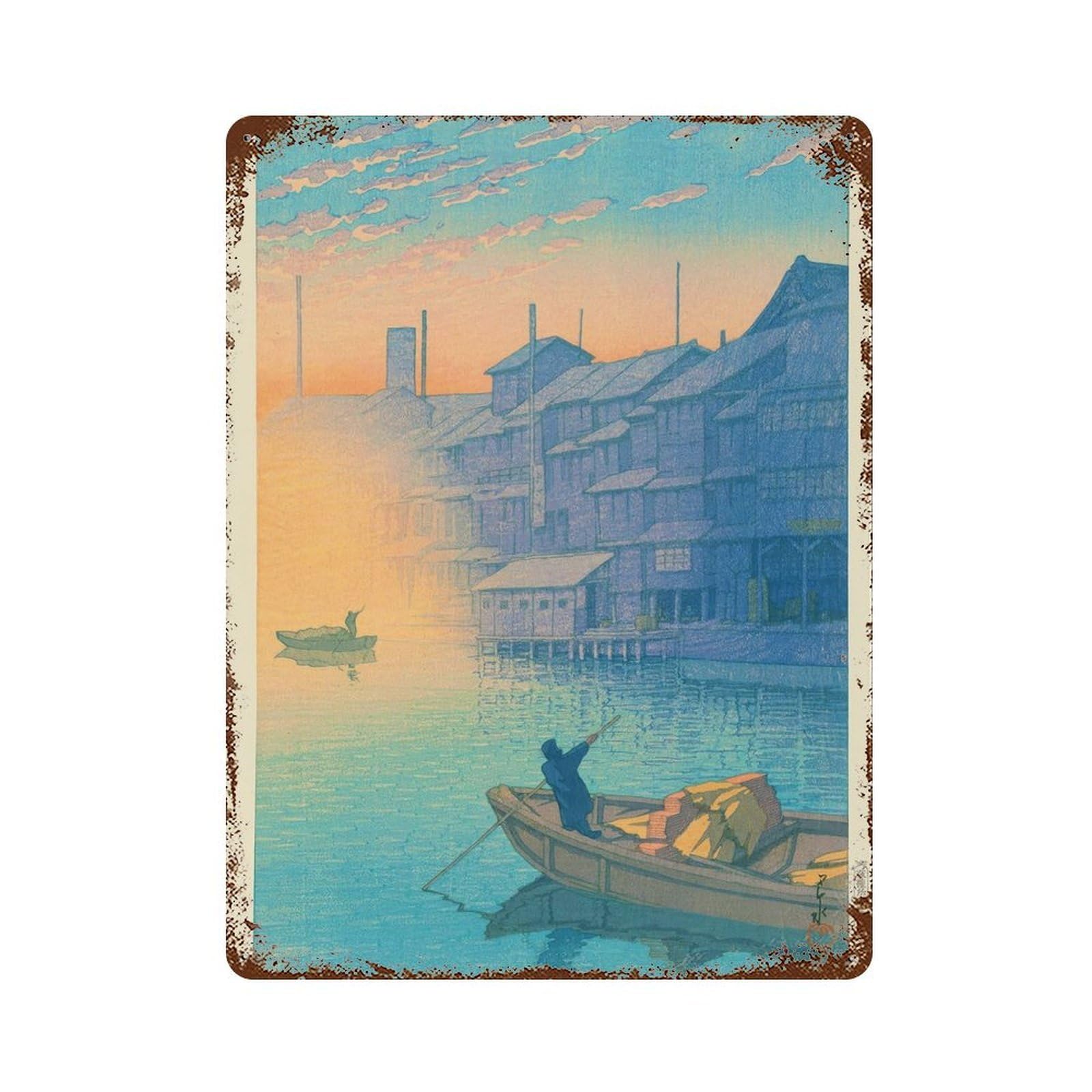 xiaoxiaoshen Japanese Traditional Village Wall Decor Art Metal Tin Poster Modern Home Decor Art Home Bar Shop Decorations Vintage Sign 40x30cm